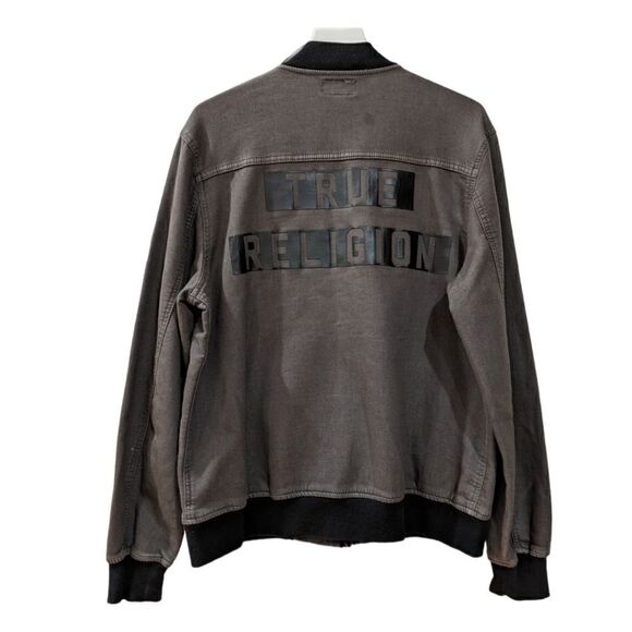True Religion Bomber Jacket Grey Men's Size L - Picture 2 of 8